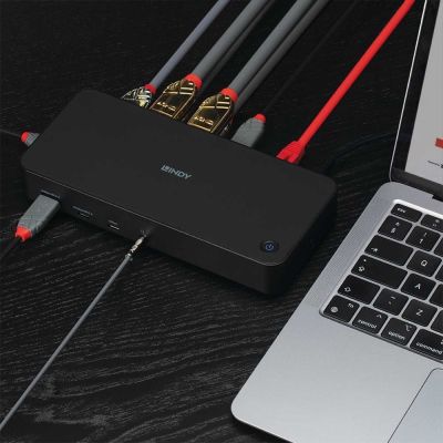 7. Universal hybrid USB Type-C and Type-A laptop docking station with 3x4K support (DP, HDMI)