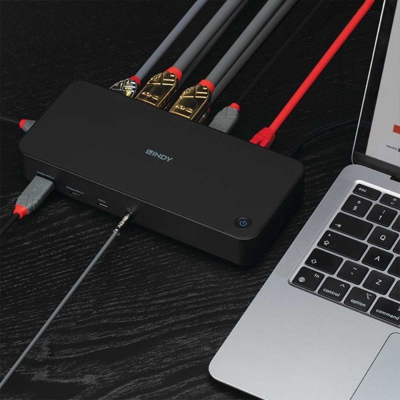 7. Universal hybrid USB Type-C and Type-A laptop docking station with 3x4K support (DP, HDMI)