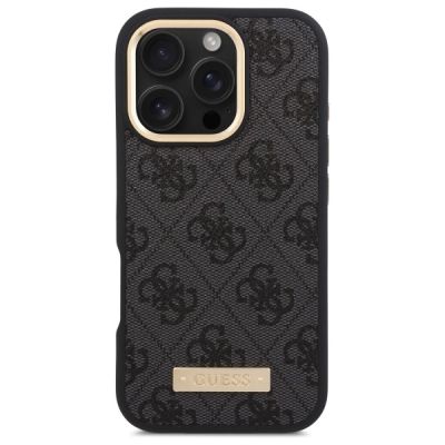 3. Guess 4G Logo Plate MagSafe Case for iPhone 16 Pro - Black