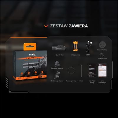 15. Fenix Tactical LED Pistol Flashlight 1200lm 210m USB-C - GL19R