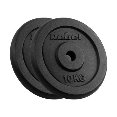 Cast Iron Weight Plate Set 2 x 10 kg, 31 mm Bore, Classic Weight Plate, REBEL ACTIVE