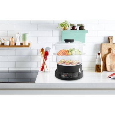 5. Tefal Minicompact VC139810 2-Basket Steamer, Freestanding, 800W, Black