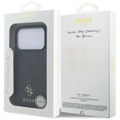 8. Guess 4G Small Classic Logo MagSafe Case for iPhone 18 Pro / 17 Pro - Black