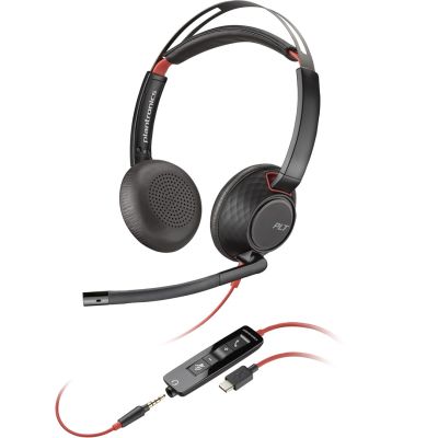 99. Poly Blackwire 5220 Stereo Headphones USB-C Headset +3.5mm Plug +USB-C/A Adapter 8X231AA