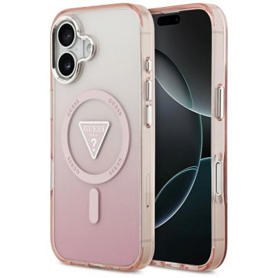 Guess IML Gradient Triangle Logo MagSafe Case for iPhone 17 - Pink