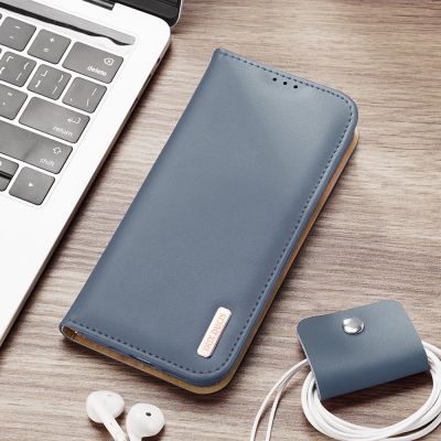 9. Dux Ducis Hivo Leather Flip Cover Genuine Leather Wallet For Cards And Documents Samsung Galaxy S22 + (S22 Plus) Blue