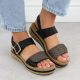 7. Women's leather wedge sandals with Velcro straps, black Rieker V0951