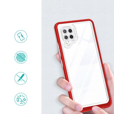 2. Clear 3in1 Case for Samsung Galaxy A42 5G Frame Gel Cover Red