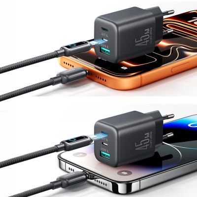 10. Joyroom JR-TO1 GaN 45 USB-C Lightning USB-A Wall Charger - Black