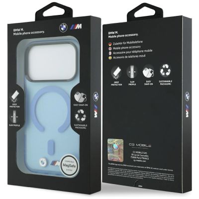 8. BMW M IML Frosted Metal Logo & Trims MagSafe Case for iPhone 17 Pro Max / 18 Pro Max - Blue