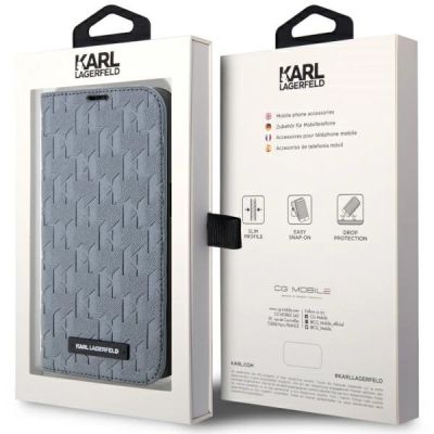 7. Karl Lagerfeld KLBKP14LSAKLHPG iPhone 14 Pro 6.1" bookcase silver/silver Saffiano Monogram