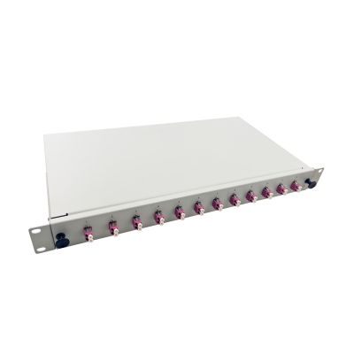 3. Helos Fiber Optic 19" Splice Box 12 x LC Duplex OM4 Ready to Splice Gray
