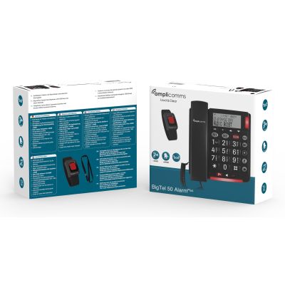 5. amplicomms BigTel 50 Alarm Plus Analog Phone Caller Name and ID Dark Gray