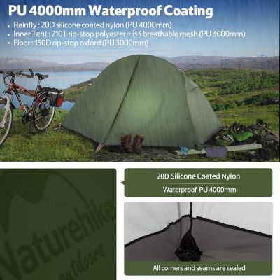 4. Naturehike NH18A095-D hiking tent - forest green