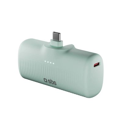 SBS EcoPower 5000 mAh 10W Powerbank with Built-in USB-C Port - Green