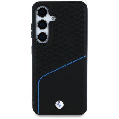 3. BMW Leather Textured and Smooth MagSafe Case for Samsung Galaxy S25 - Black
