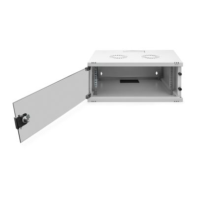 58. 19" 4U wall-mounted network cabinet, SOHO 241 x 540 x 400 mm, glass door, gray, unassembled, 60 kg