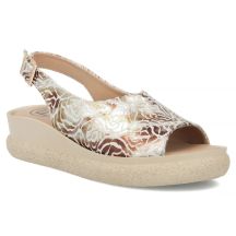 Women's leather wedge sandals, gold, Filippo DS7581