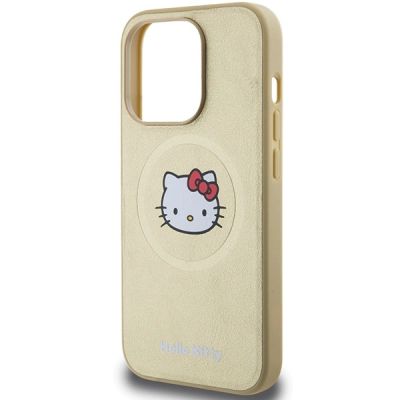 6. Hello Kitty Leather Kitty Head MagSafe case for iPhone 15 Pro Max - gold