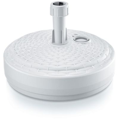 13. UMBRELLA BASE ROUND WHITE RATTAN