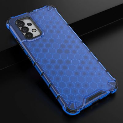 4. Honeycomb case armored cover with a gel frame for Samsung Galaxy A03s (166.5) blue