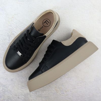 6. Women's leather platform sneakers, black, Filippo DP6119
