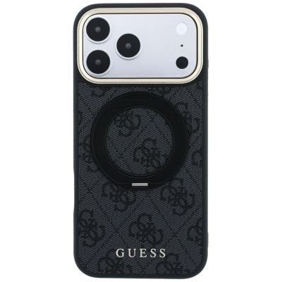 3. Guess Ring Stand 360 4G Classic Logo MagSafe Case for iPhone 17 Pro / 18 Pro - Black