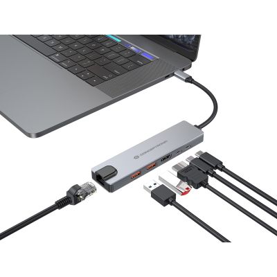 4. Conceptronic DONN29G Wired Docking Station USB 3.2 Gen 2 (3.1 Gen 2) Type-C Gray