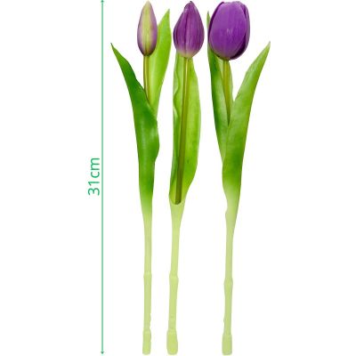 19. BOUQUET OF 7 PURPLE TULIPS 31 CM LIFE-LIKE SPRING DECORATION