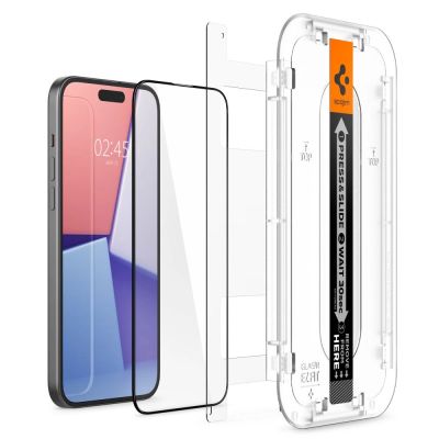2. Spigen Glas.tR EZ Fit FC Tempered Glass for iPhone 15 Plus - Black
