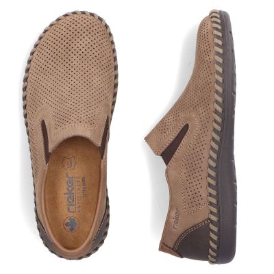 4. Rieker B2460-25 men's leather slip-on shoes, beige