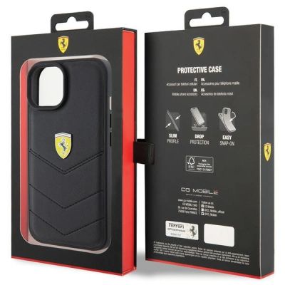 8. Ferrari Quilted Metal Logo case for iPhone 15 - black