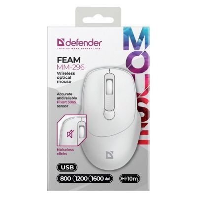 3. DEFENDER MOUSE FEAM MM-296 RF SILENT WHITE