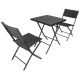 44. BALCONY FURNITURE SET TABLE 58X58X70CM AND 2 BLACK CHAIRS