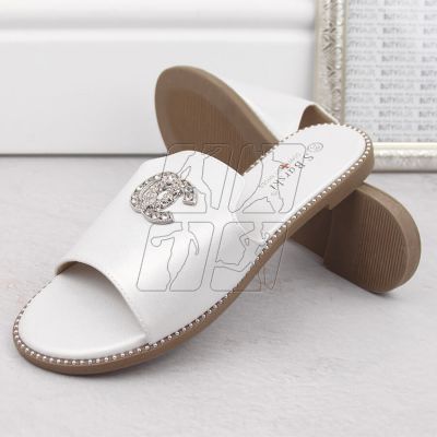 7. Comfortable flip-flops with zircons S.Barski W OLI258B white