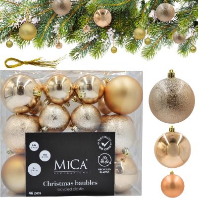 7. DECORATIVE PLASTIC BAUBLE SAFE 46 PCS MICA COPPER