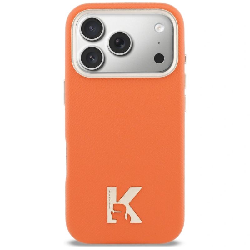 3. Karl Lagerfeld Karl Head Logo MagSafe Case for iPhone 17 Pro Max - Orange