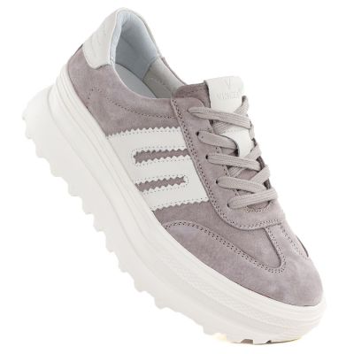 Women's beige leather platform shoes Vinceza 79614