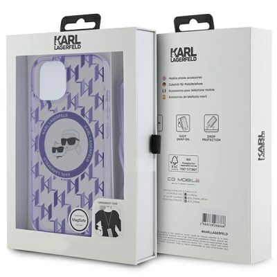 7. Karl Lagerfeld IML Crossbody Monogram Karl & Choupette Head MagSafe case for iPhone 15 / 14 / 13 - purple
