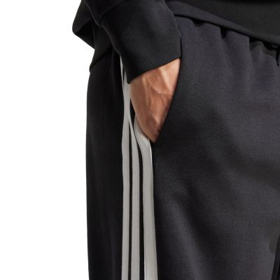 6. Men's adidas Essentials Three Stripes Fleece Wide Leg Pants Black JM1770