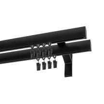 Double Apartment Curtain Track Black 400 cm with Curtain Clips KOWALSKI