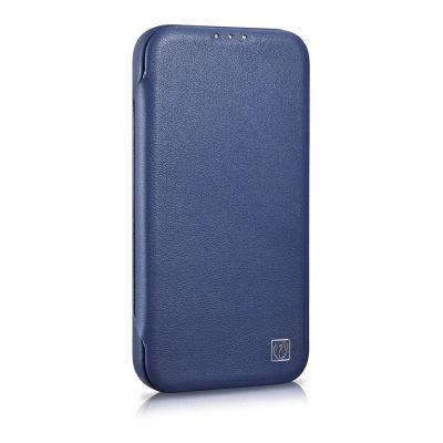 5. iCarer CE Premium Leather Folio Case iPhone 14 Plus Magnetic Flip Leather Folio Case MagSafe Blue (WMI14220715-BU)