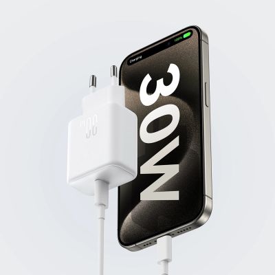 10. Joyroom JR-TCF24 USB-C PD 30W QC SFC network charger - white + 1m USB-C cable