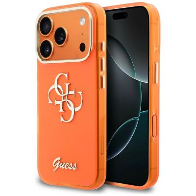 Guess IML 4G Script Metal Case for iPhone 17 Pro - Orange
