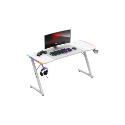 7. Huzaro Hero 3.3 White RGB Gaming Desk