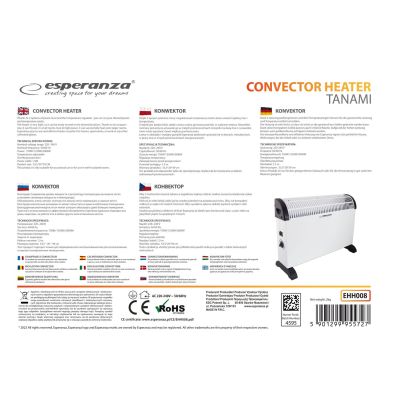 12. ESPERANZA TANAMI 750W/1250W/2000W Convector Heater, White EHH008