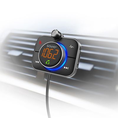 10. SAVIO TR-14 CAR FM TRANSMITTER WITH BLUETOOTH AND CHARGER, QUICK CHARGE 3.0 AND POWER DELIVERY, NOISE REDUCER