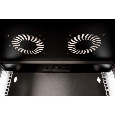 17. 19" 4U wall-mounted network cabinet, SOHO PRO 240 x 540 x 400 mm, glass door, black, unassembled, 60 kg