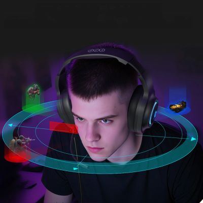 16. QCY Heroad V200 Tri-Mode Gaming Headphones with 7.1 Sound, 240h Battery, and Detachable Microphone - Black