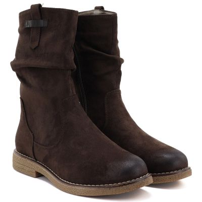 8. Women's insulated ankle boots with a wrinkled upper, chocolate M.Daszyńskie SA296-5